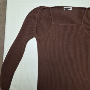 Anthropologie Off-the-Shoulder Brown Sweater